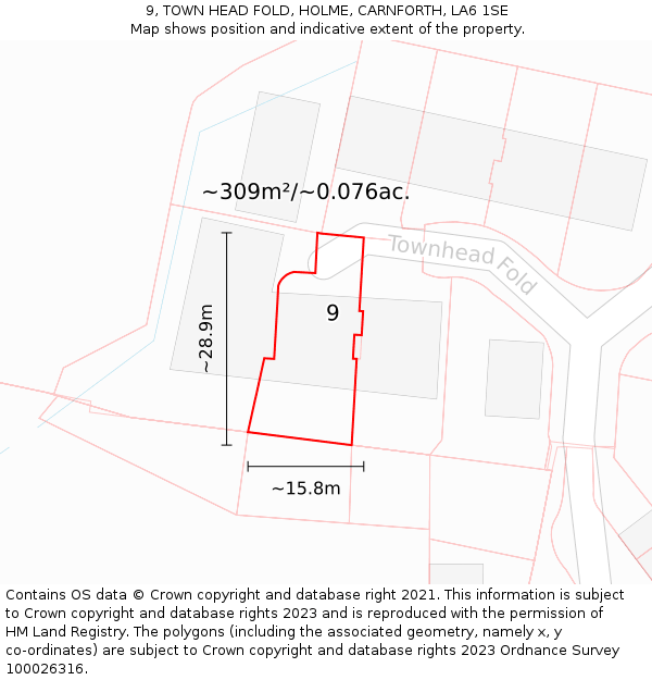 9, TOWN HEAD FOLD, HOLME, CARNFORTH, LA6 1SE: Plot and title map