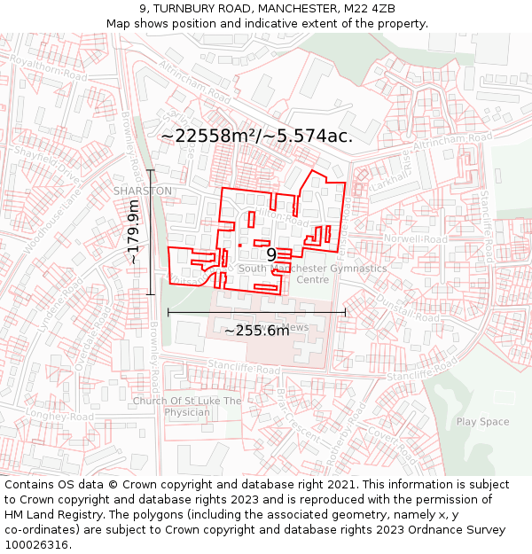 9, TURNBURY ROAD, MANCHESTER, M22 4ZB: Plot and title map