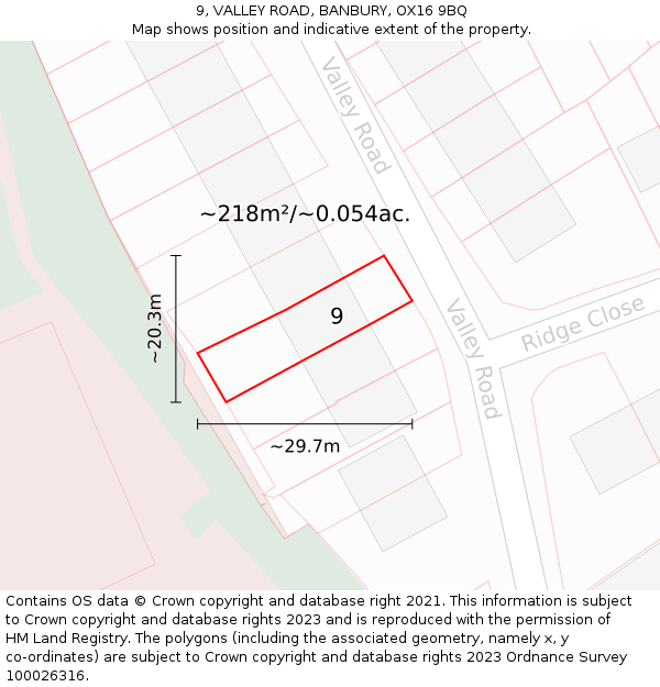 9, VALLEY ROAD, BANBURY, OX16 9BQ: Plot and title map