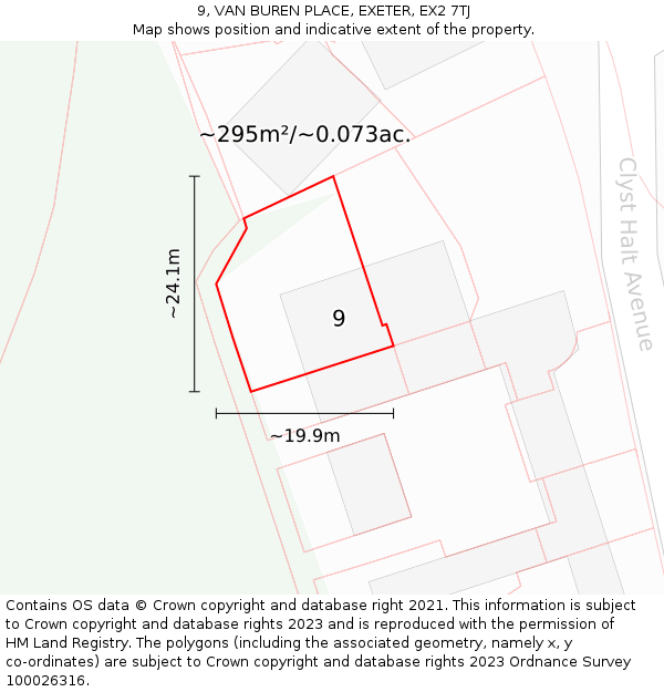 9, VAN BUREN PLACE, EXETER, EX2 7TJ: Plot and title map