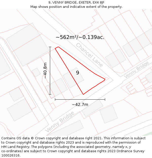 9, VENNY BRIDGE, EXETER, EX4 8JF: Plot and title map