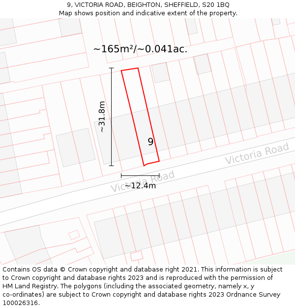 9, VICTORIA ROAD, BEIGHTON, SHEFFIELD, S20 1BQ: Plot and title map