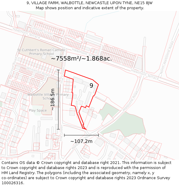 9, VILLAGE FARM, WALBOTTLE, NEWCASTLE UPON TYNE, NE15 8JW: Plot and title map