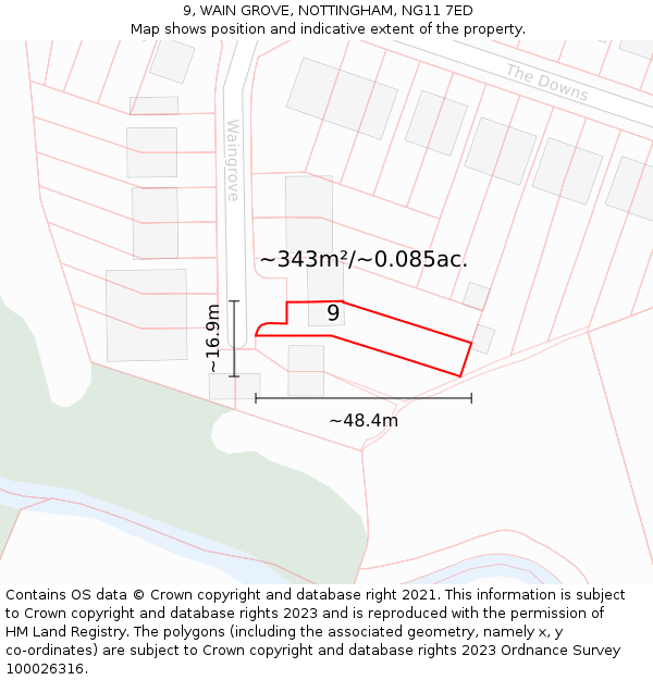 9, WAIN GROVE, NOTTINGHAM, NG11 7ED: Plot and title map