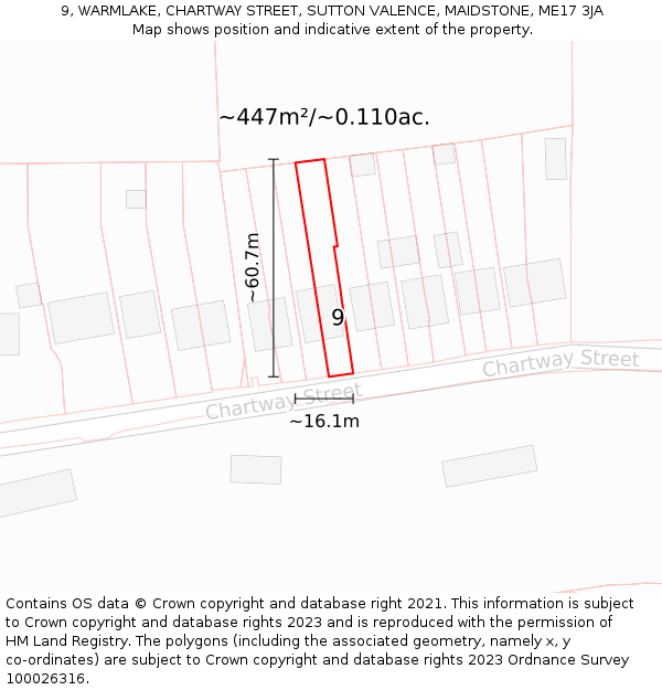 9, WARMLAKE, CHARTWAY STREET, SUTTON VALENCE, MAIDSTONE, ME17 3JA: Plot and title map