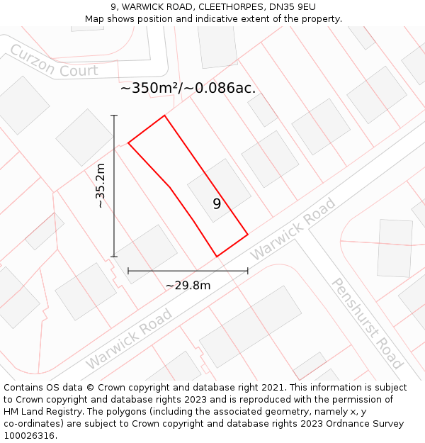 9, WARWICK ROAD, CLEETHORPES, DN35 9EU: Plot and title map