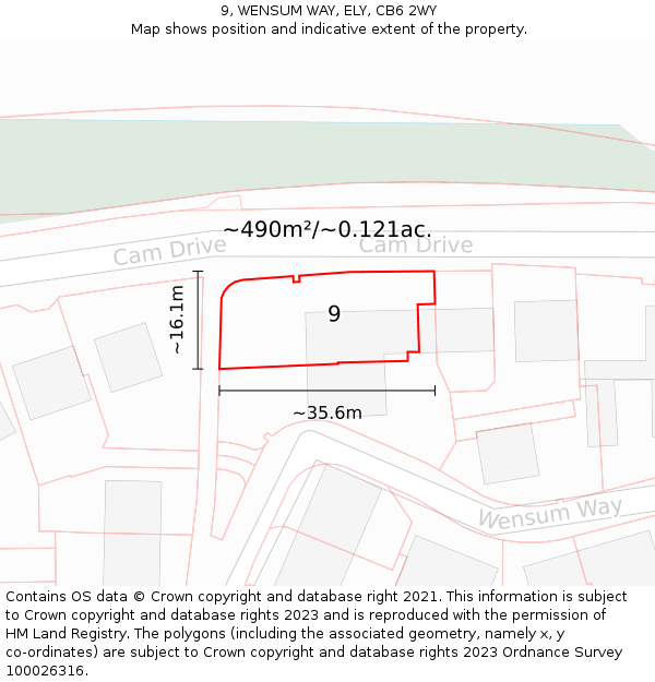 9, WENSUM WAY, ELY, CB6 2WY: Plot and title map