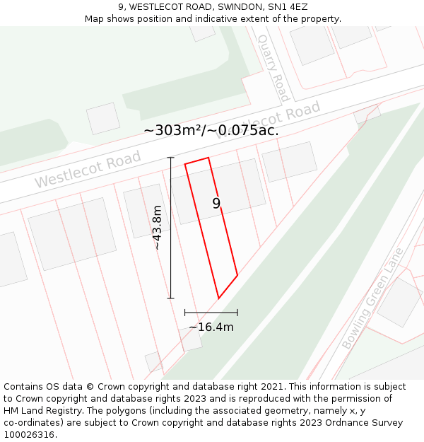 9, WESTLECOT ROAD, SWINDON, SN1 4EZ: Plot and title map