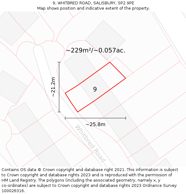 9, WHITBRED ROAD, SALISBURY, SP2 9PE: Plot and title map