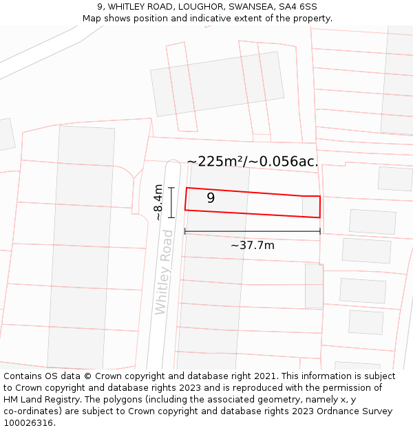 9, WHITLEY ROAD, LOUGHOR, SWANSEA, SA4 6SS: Plot and title map