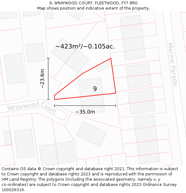 9, WRAYWOOD COURT, FLEETWOOD, FY7 8RG: Plot and title map