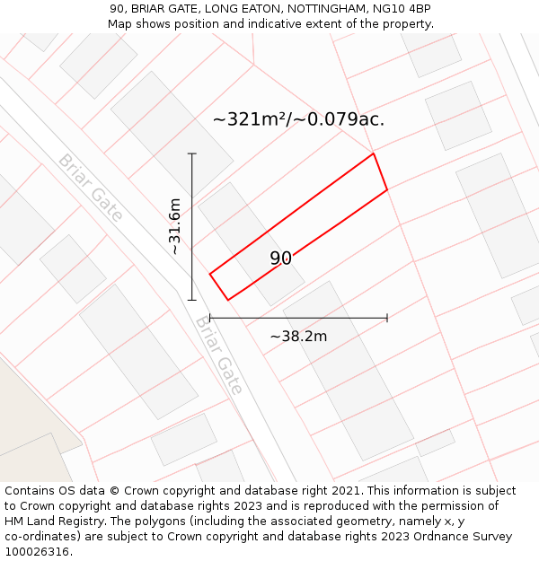 90, BRIAR GATE, LONG EATON, NOTTINGHAM, NG10 4BP: Plot and title map