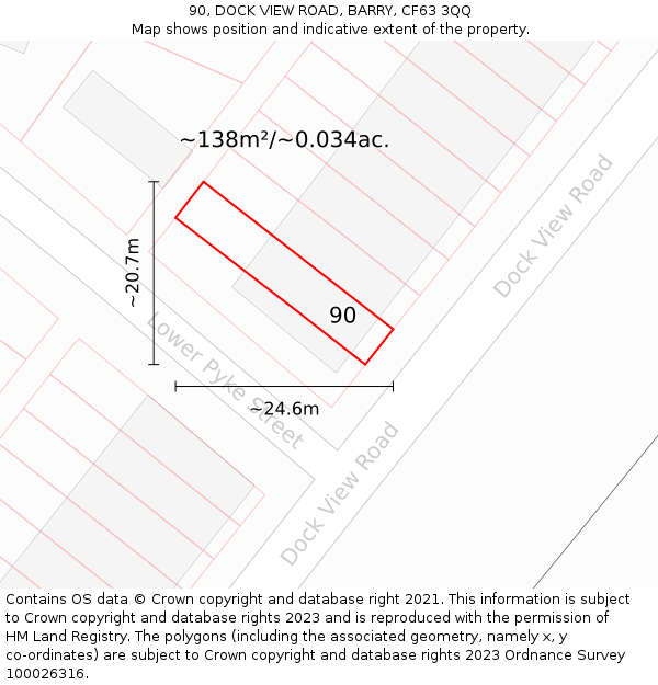 90, DOCK VIEW ROAD, BARRY, CF63 3QQ: Plot and title map