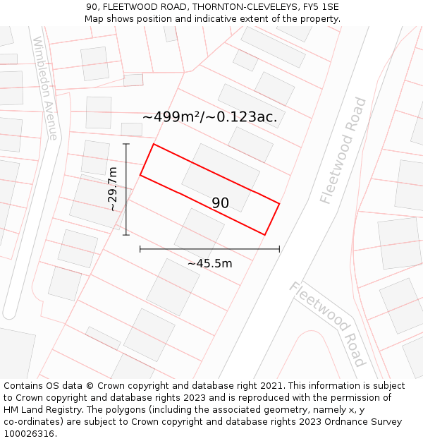 90, FLEETWOOD ROAD, THORNTON-CLEVELEYS, FY5 1SE: Plot and title map