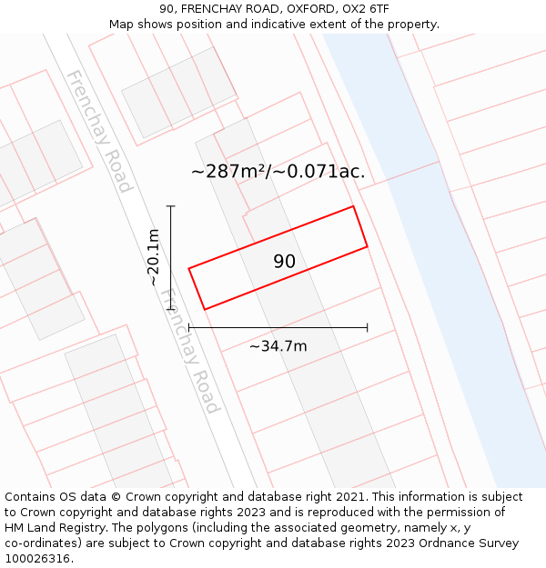 90, FRENCHAY ROAD, OXFORD, OX2 6TF: Plot and title map