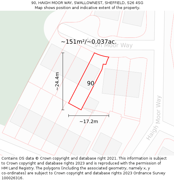 90, HAIGH MOOR WAY, SWALLOWNEST, SHEFFIELD, S26 4SG: Plot and title map