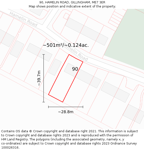 90, HAMELIN ROAD, GILLINGHAM, ME7 3ER: Plot and title map