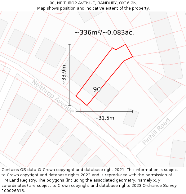 90, NEITHROP AVENUE, BANBURY, OX16 2NJ: Plot and title map