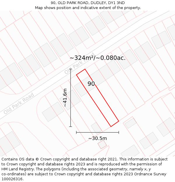 90, OLD PARK ROAD, DUDLEY, DY1 3ND: Plot and title map