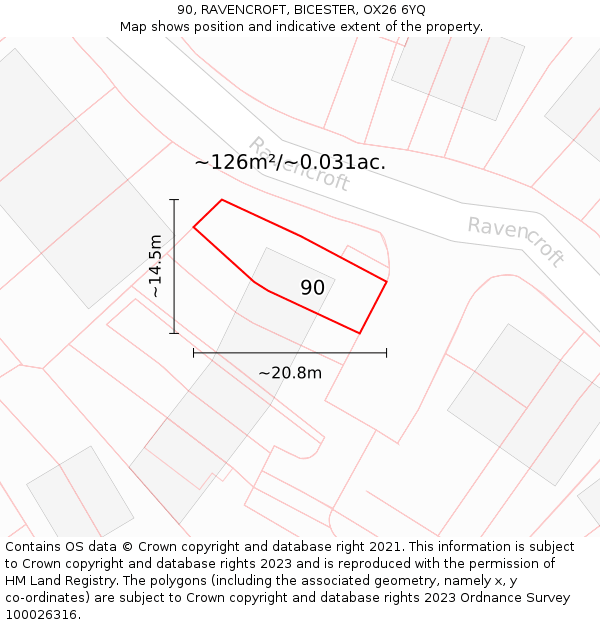 90, RAVENCROFT, BICESTER, OX26 6YQ: Plot and title map