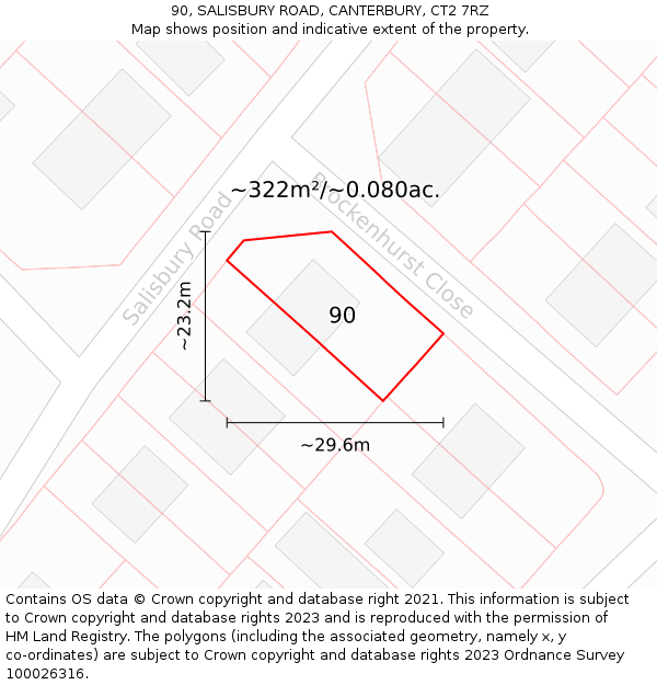 90, SALISBURY ROAD, CANTERBURY, CT2 7RZ: Plot and title map