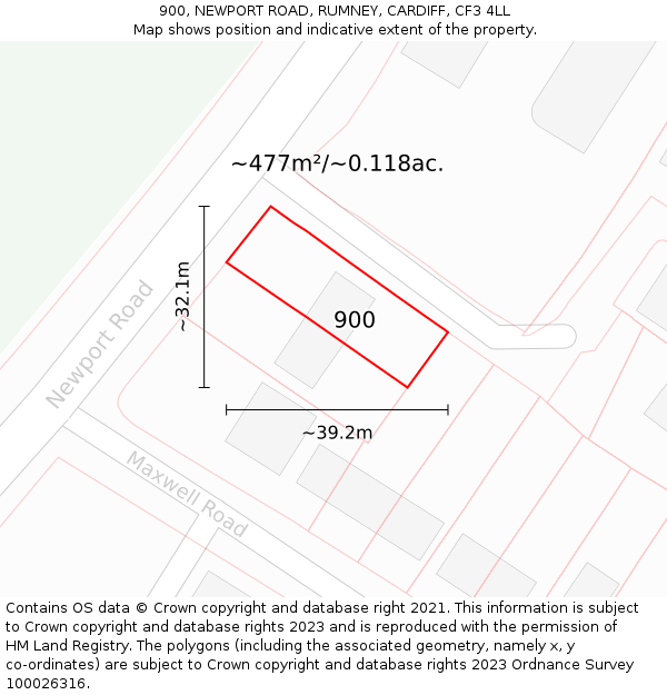 900, NEWPORT ROAD, RUMNEY, CARDIFF, CF3 4LL: Plot and title map