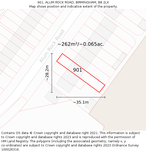 901, ALUM ROCK ROAD, BIRMINGHAM, B8 2LX: Plot and title map