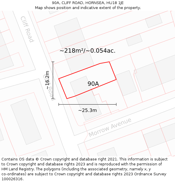 90A, CLIFF ROAD, HORNSEA, HU18 1JE: Plot and title map