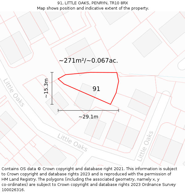 91, LITTLE OAKS, PENRYN, TR10 8RX: Plot and title map