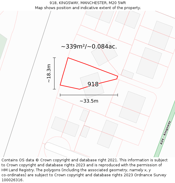 918, KINGSWAY, MANCHESTER, M20 5WR: Plot and title map