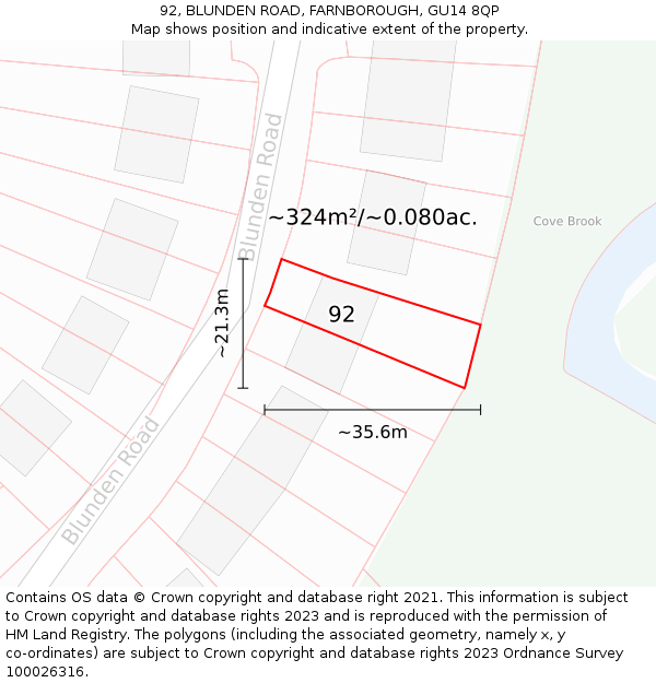 92, BLUNDEN ROAD, FARNBOROUGH, GU14 8QP: Plot and title map