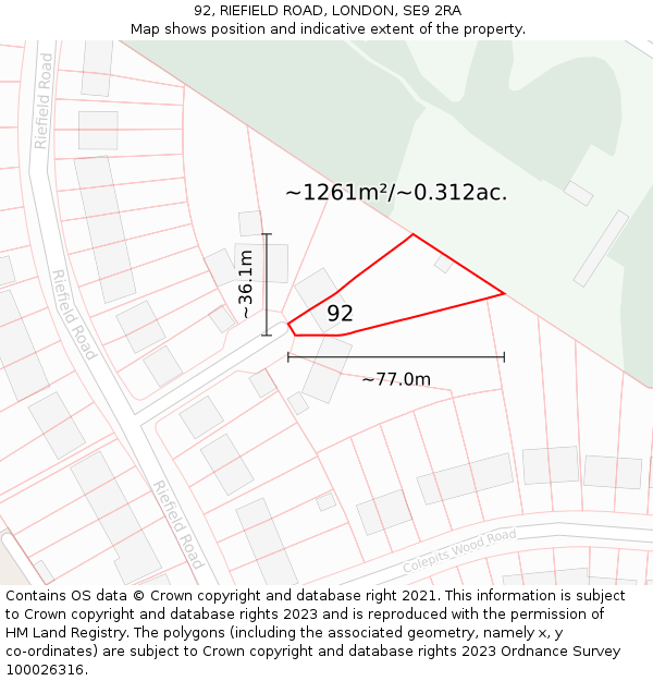 92, RIEFIELD ROAD, LONDON, SE9 2RA: Plot and title map