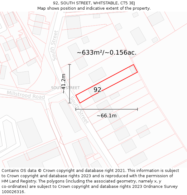 92, SOUTH STREET, WHITSTABLE, CT5 3EJ: Plot and title map