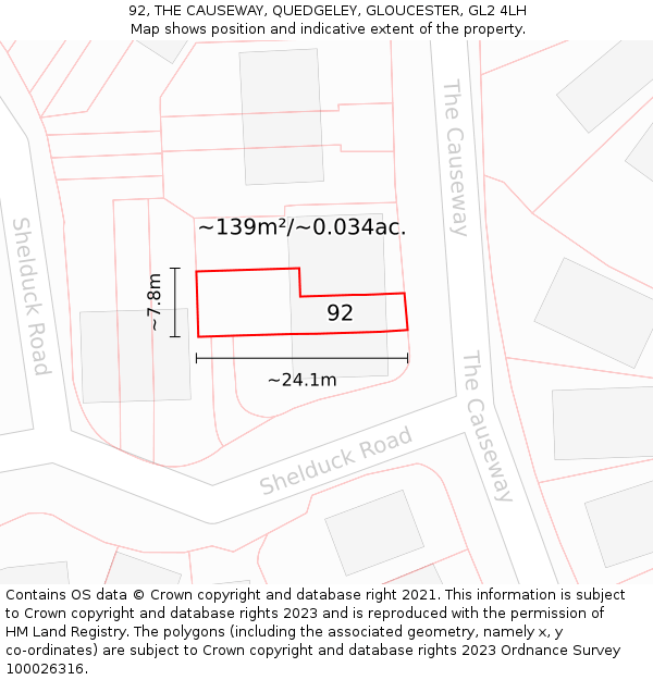 92, THE CAUSEWAY, QUEDGELEY, GLOUCESTER, GL2 4LH: Plot and title map