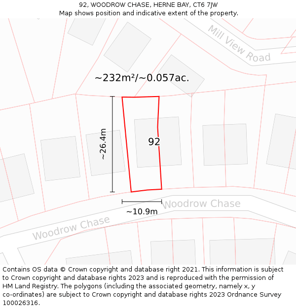 92, WOODROW CHASE, HERNE BAY, CT6 7JW: Plot and title map