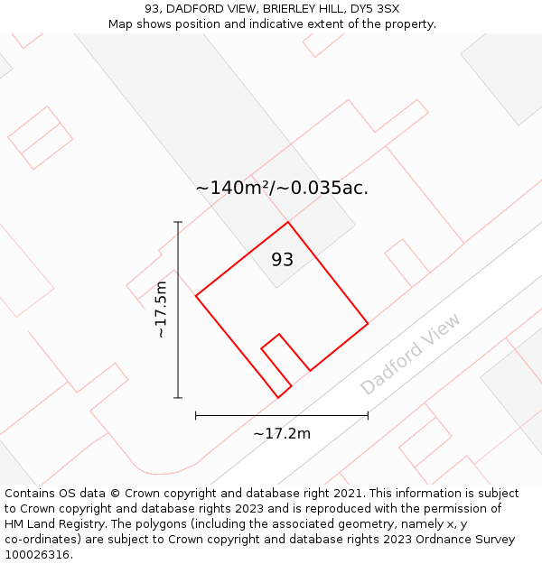 93, DADFORD VIEW, BRIERLEY HILL, DY5 3SX: Plot and title map