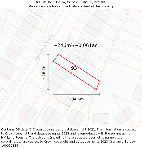 93, HOLBORN VIEW, CODNOR, RIPLEY, DE5 9RF: Plot and title map