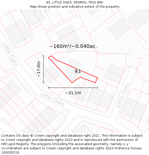 93, LITTLE OAKS, PENRYN, TR10 8RX: Plot and title map