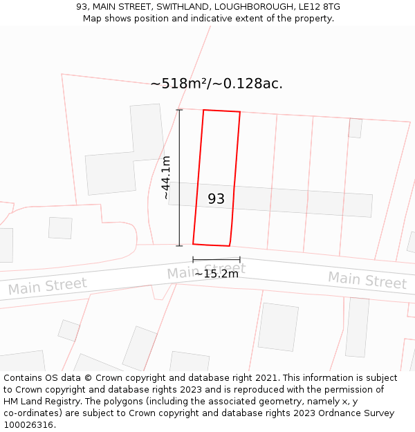 93, MAIN STREET, SWITHLAND, LOUGHBOROUGH, LE12 8TG: Plot and title map