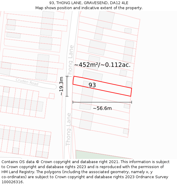 93, THONG LANE, GRAVESEND, DA12 4LE: Plot and title map