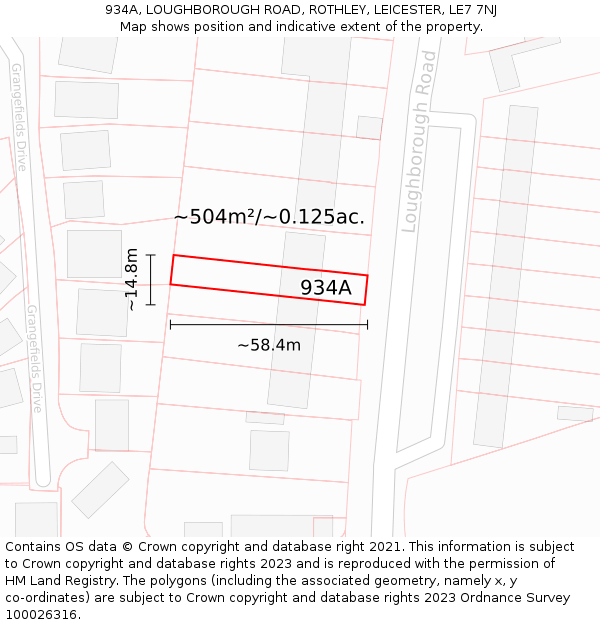 934A, LOUGHBOROUGH ROAD, ROTHLEY, LEICESTER, LE7 7NJ: Plot and title map