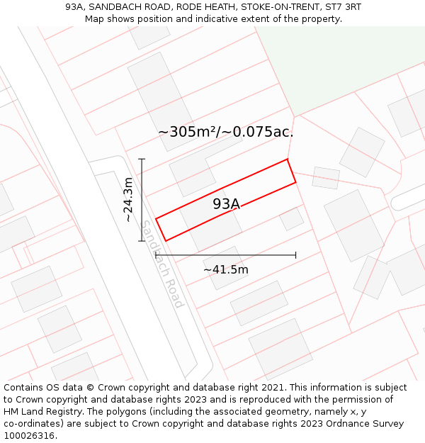 93A, SANDBACH ROAD, RODE HEATH, STOKE-ON-TRENT, ST7 3RT: Plot and title map