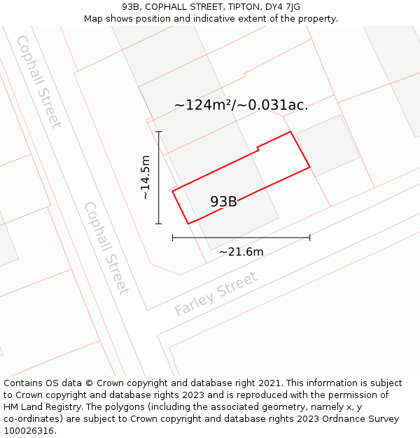 93B, COPHALL STREET, TIPTON, DY4 7JG: Plot and title map