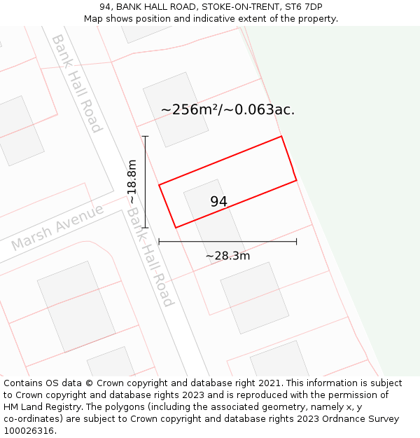 94, BANK HALL ROAD, STOKE-ON-TRENT, ST6 7DP: Plot and title map