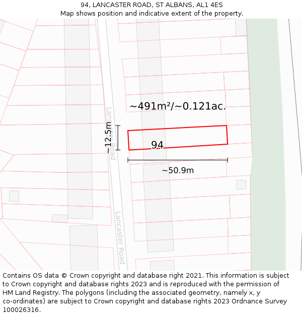 94, LANCASTER ROAD, ST ALBANS, AL1 4ES: Plot and title map