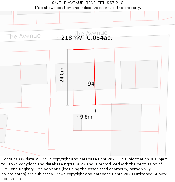 94, THE AVENUE, BENFLEET, SS7 2HG: Plot and title map