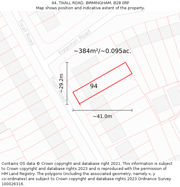 94, TIXALL ROAD, BIRMINGHAM, B28 0RP: Plot and title map