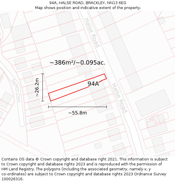 94A, HALSE ROAD, BRACKLEY, NN13 6EG: Plot and title map