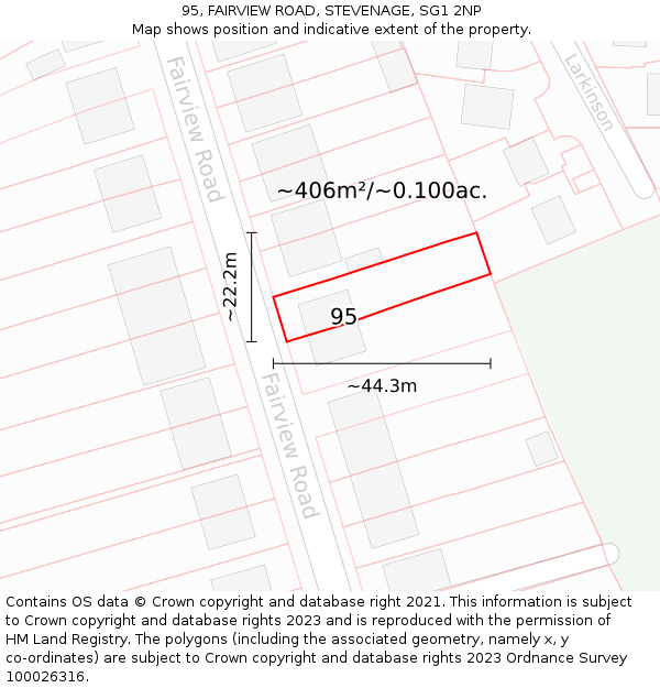 95, FAIRVIEW ROAD, STEVENAGE, SG1 2NP: Plot and title map