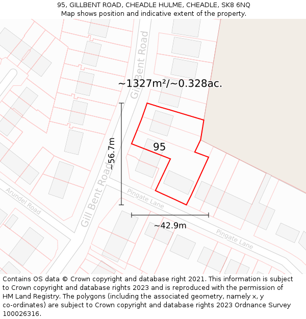 95, GILLBENT ROAD, CHEADLE HULME, CHEADLE, SK8 6NQ: Plot and title map